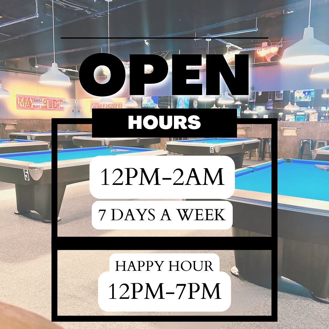 Open hours and happy hour info